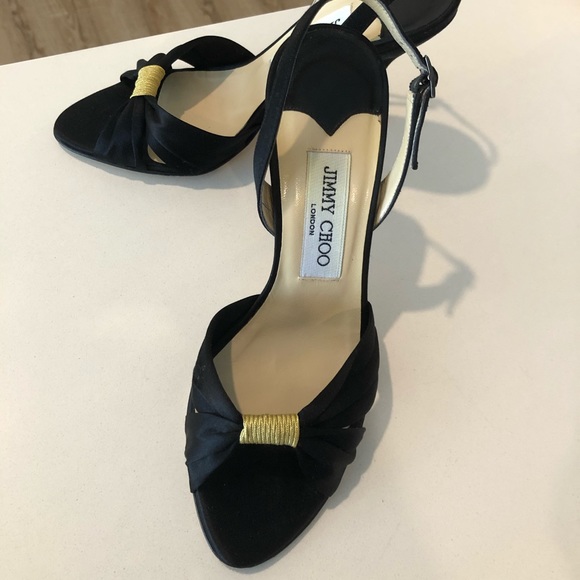 Jimmy Choo Black Silk Satin Sandal Slingback - Picture 4 of 13